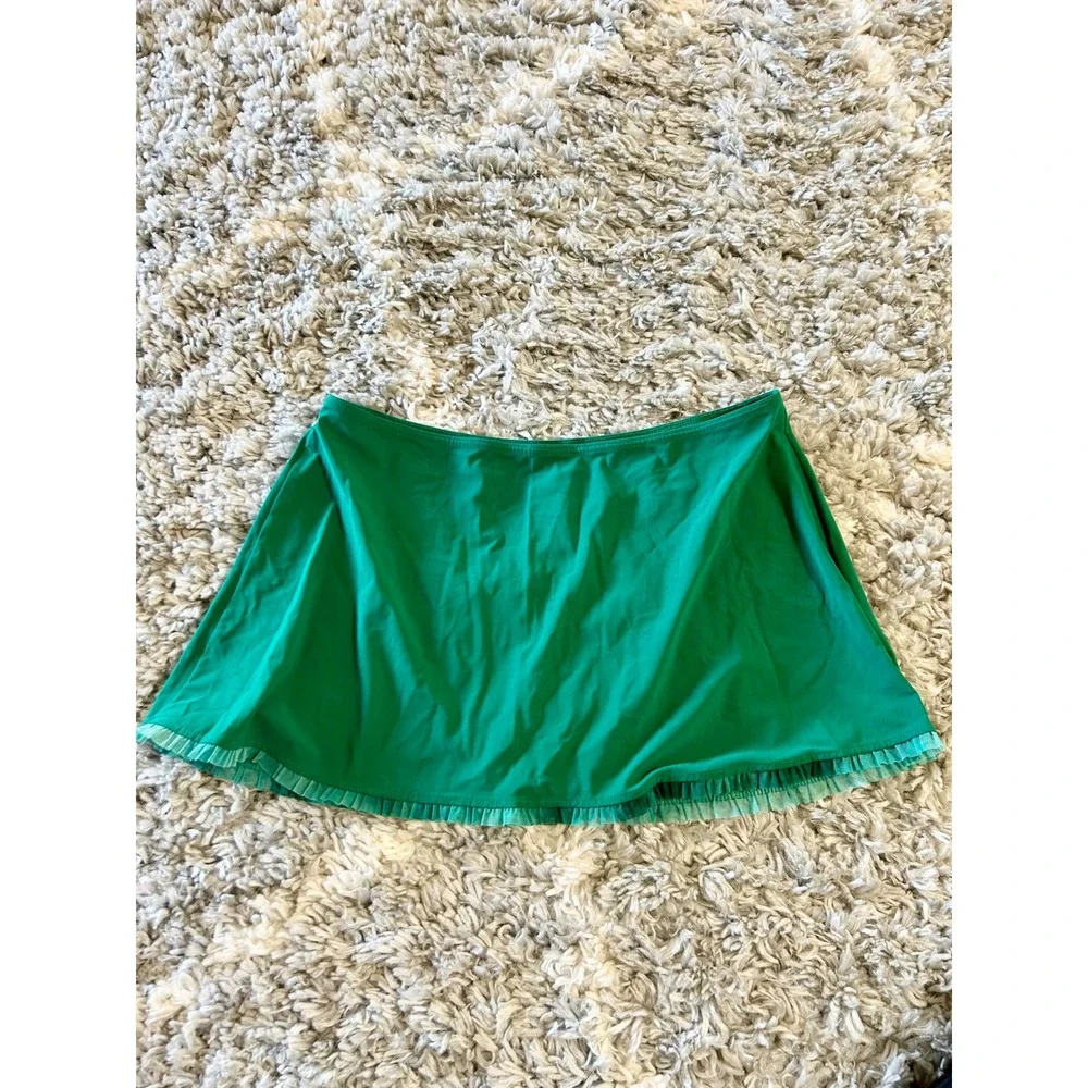 Karla Colletto Basics Ruffle V-neck One Piece & Skirt in Lichen Green‎ sz 12